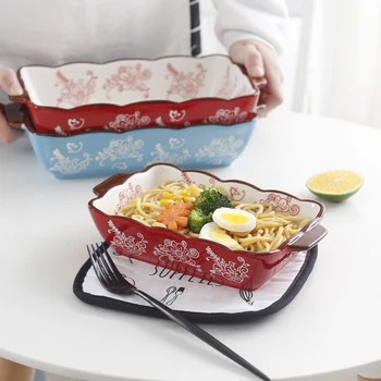 

2017 New High Quality Oblong Rectangular Ceramic Non-Stick Cake Pan Porcelain Baking Dish Roasting Lasagna Pan Baking Tray Tools