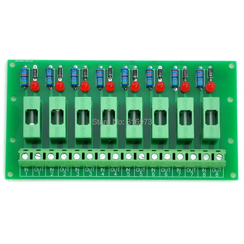 

8 Channel Fuse Board, with Fuse Fail Indication, for DC5V 12V 24V 48V.