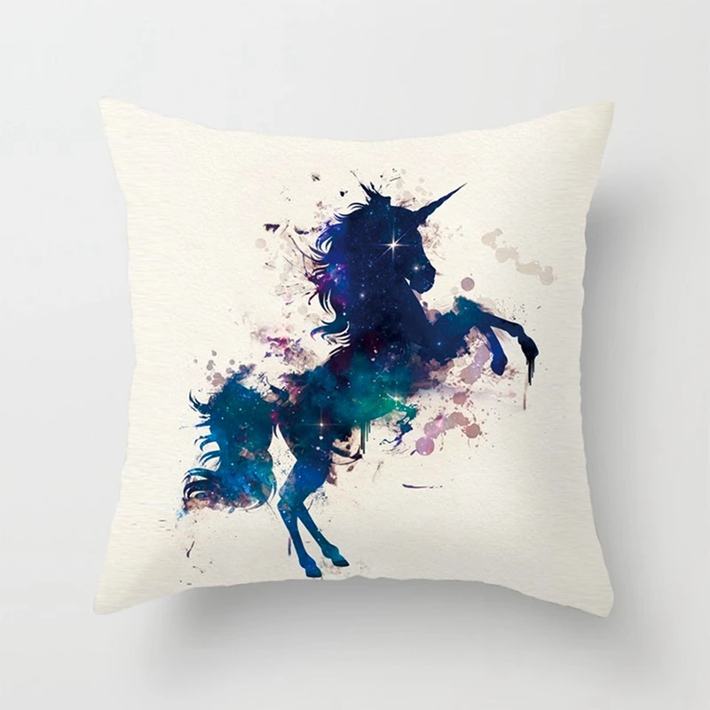Unicorn Printed Soft Short Plush Sofa Bed Cushion Cover Valentine's Day Throw Pillow Case Car Office Decorbox Home Decor