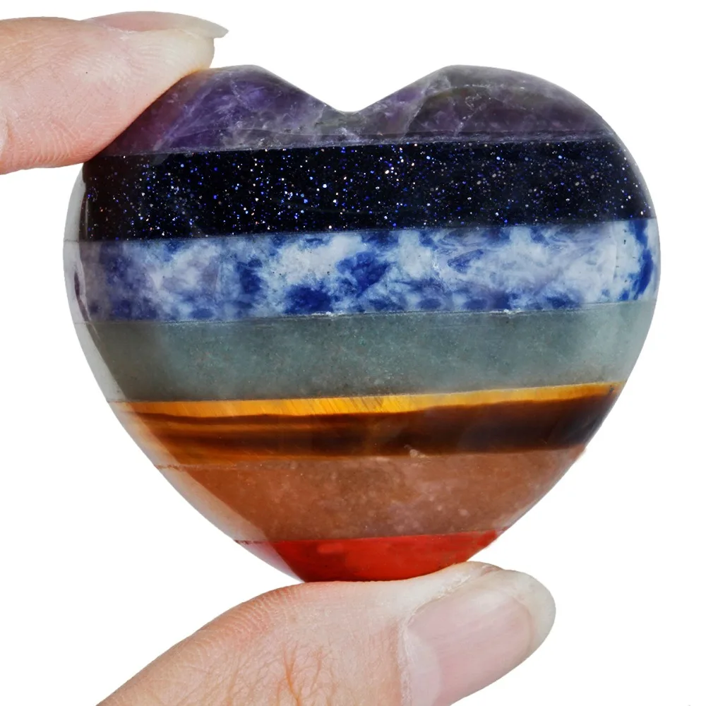 TUMBEELLUWA 7 чакра камень в виде сердца любовь целебный Кристалл ладонь камень Гладкий отполированный драгоценный камень рейки балансировка