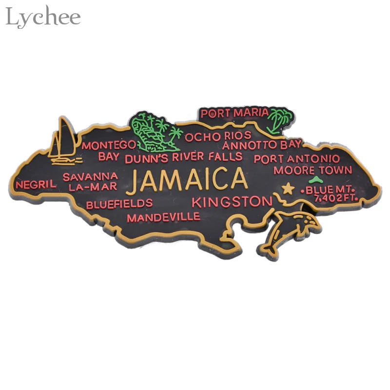 

Lychee 1pc Jamaica Map Fridge Magnet Cartoon Refrigerator Sticker DIY Handmade Home Decoration