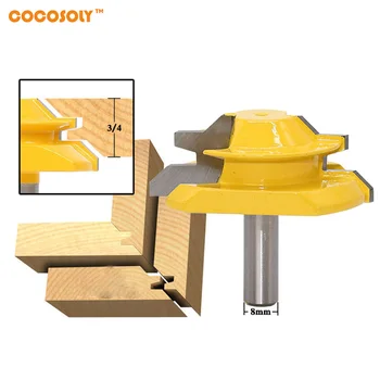 

45 Degree - Up to 3/4" Stock Lock Miter Router Bit - 8mm Shank