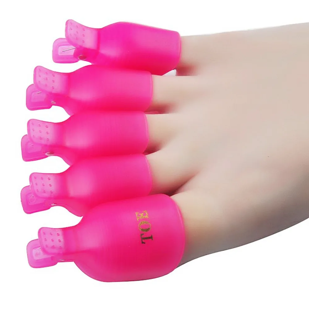 

5 Pcs/Set Toenail Art Tools Plastic Gel Polish Remover Caps Pedicure Soak Off Toe Art Polish Remover Women Beauty Accessories