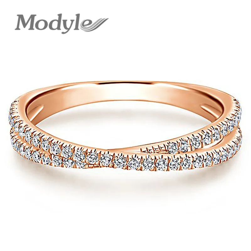 Mostyle розовое золото цвет бесконечная красота скручивающаяся волна кубический циркон палец кольцо для женщин обручение ювелирные изделия подарок