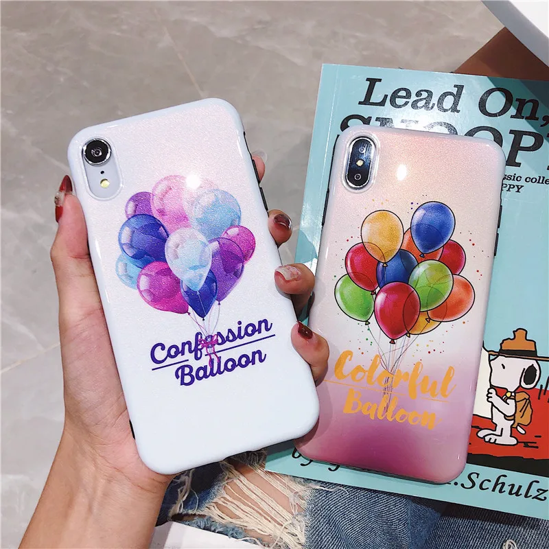 

100pcs Balloon Pink Dream Cute Soft TPU Silicone IMD Case Fundas Coque Cover For iPhone 6 6S 8 8Plus X 7 7Plus XS XR XS MAX