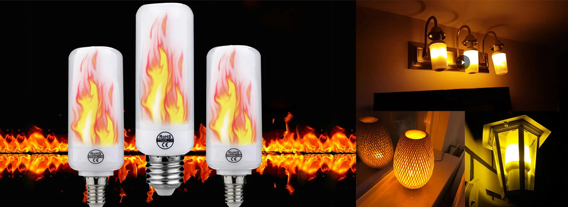 Flame bulb top candelabra base