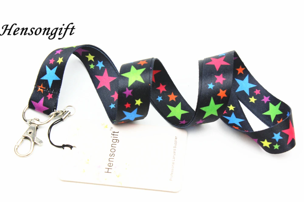 Hensongift الملونة ستار مفتاح الحبل ID حاملي بطاقات نجوم الهاتف المحمول الرقبة الأشرطة Hensongift الملونة ستار مفتاح الحبل ID حاملي بطاقات نجوم الهاتف المحمول الرقبة الأشرطة