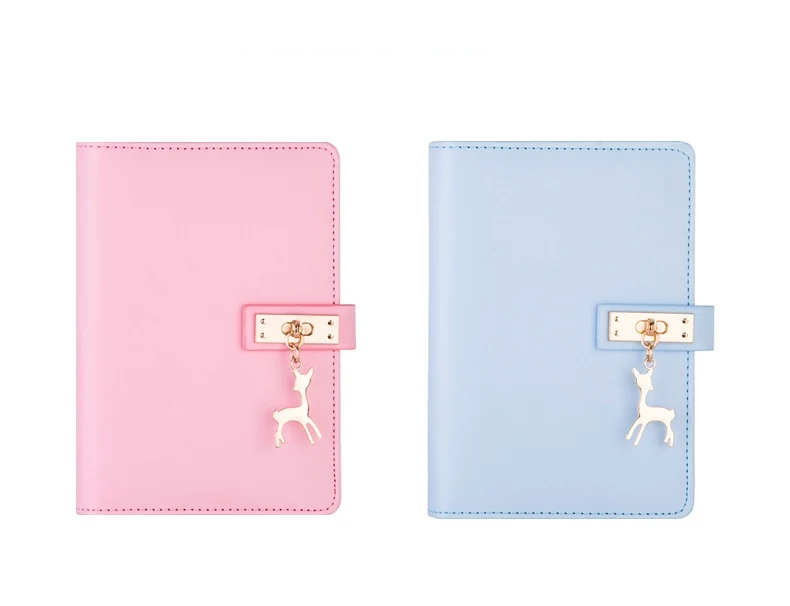 Pink Blue A6 Planner Leather Notebook Diary Journal Book Notepad Student Planner School Office Supply