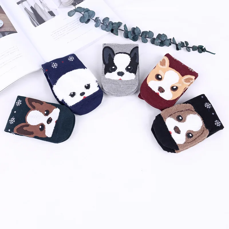 Cute Dog Patterned Cotton Short Socks Women Cartoon Pug Funny Ankle Socks FemaleWinter Animal Socks Kawaii Socks Hipster Sox