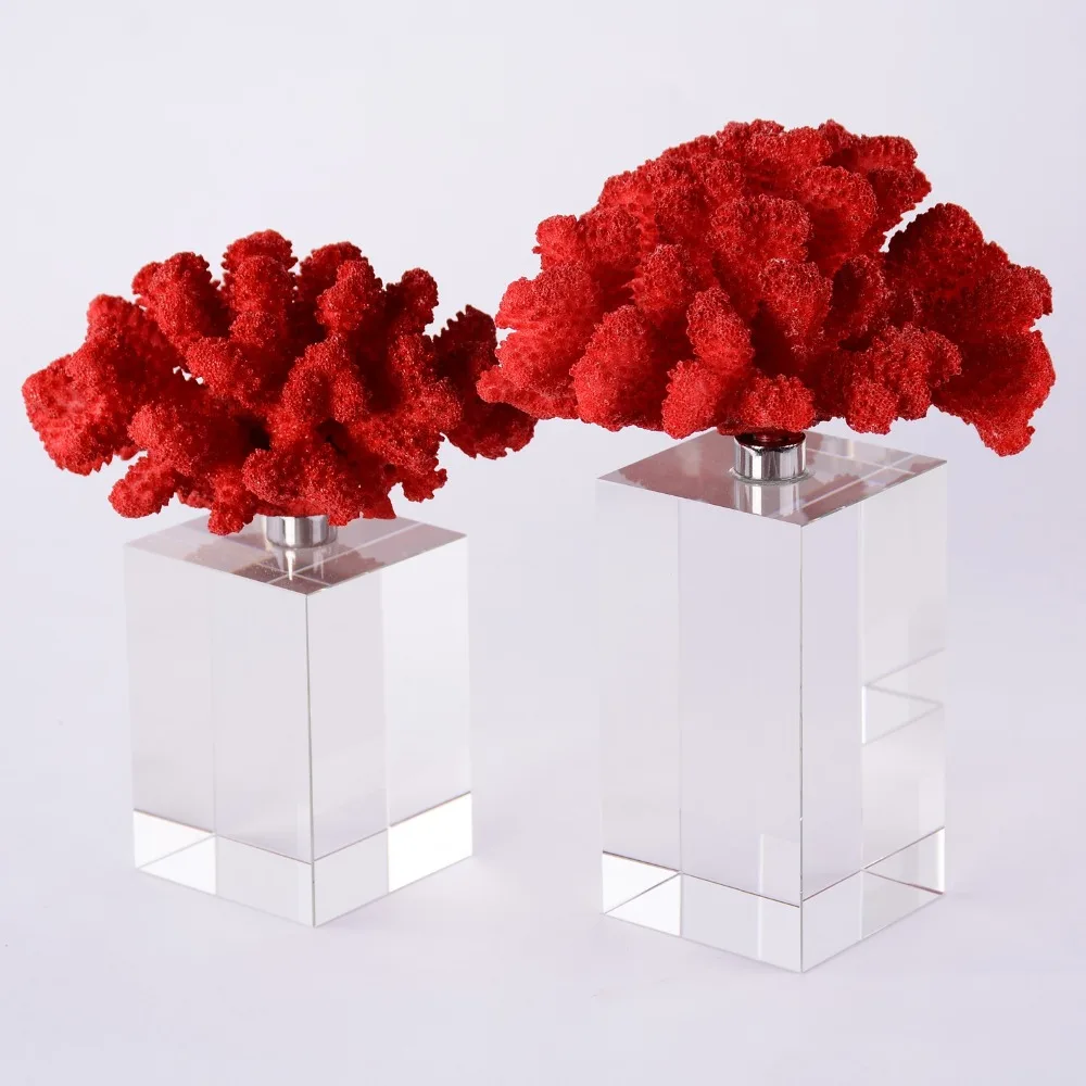 

Red Coral Style with Centerpiece Tabletop Home Decoration Crystal Crafts Home Decoration Accessories Modern Decoration for Home
