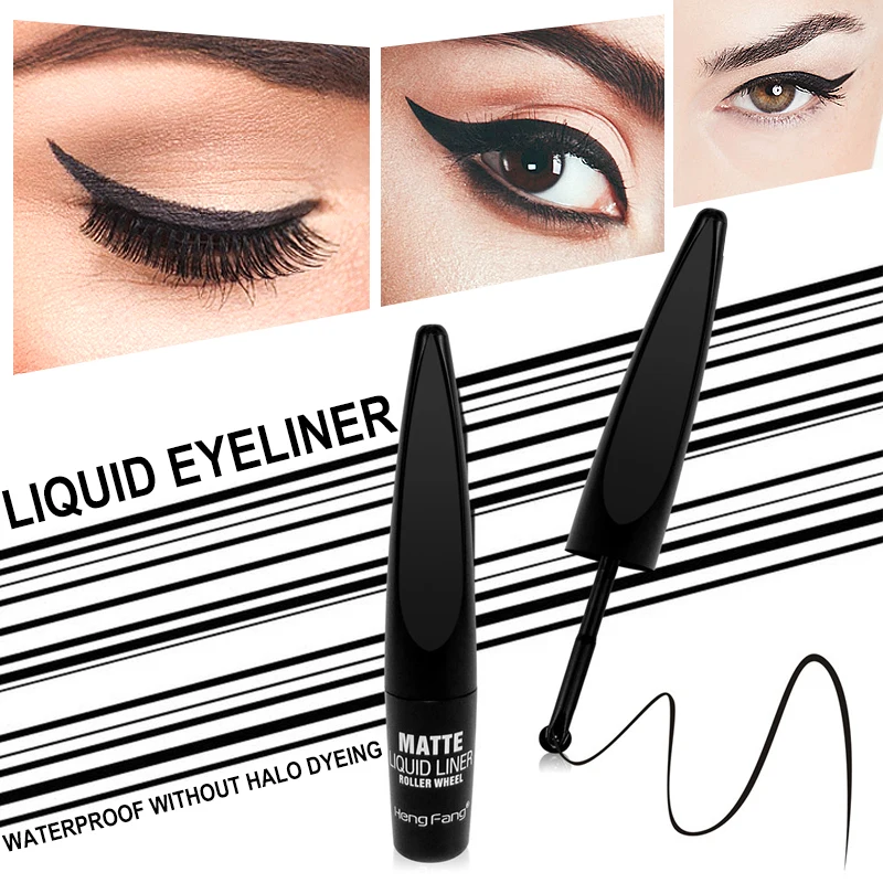 

Newest Shiny Black Rollerwheel Type Eyeliner Thin Eye Liner Pen Waterproof Smudge Proof Liquid Pen Eyeliner Maquiagem TSLM2