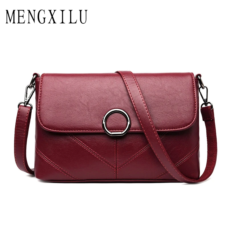

MENGXILU Brand Fashion Solid Crossbody Bags Women High Quality PU Leather Handbags Ladies Hand Bags Designer Shoulder Bags Lock