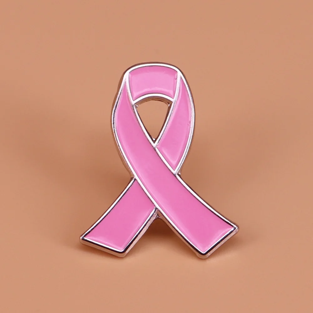 Pink Breast Cancer Awareness Ribbon enamel pin hat lapel bag NOS vintage brooch