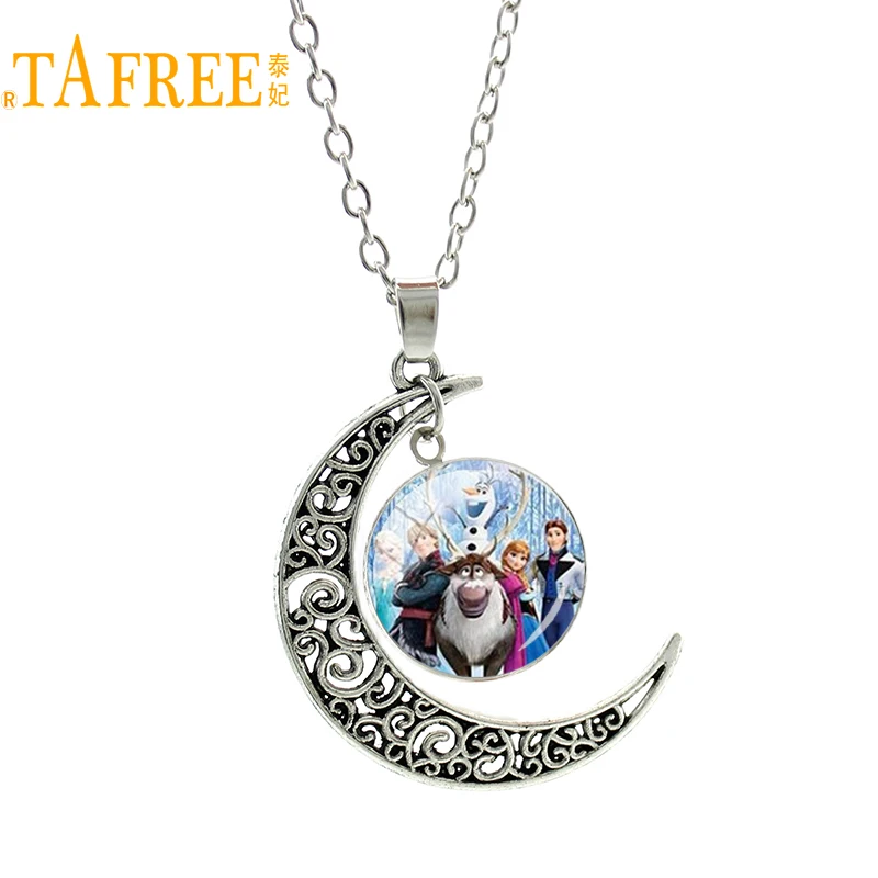 TAFREE серебро Цвет Moon Европейское ожерелье Стиль Снежная Королева Эльза Анна подвеска принцессы Шарм для Сестра девушки мультфильм подарок ES127