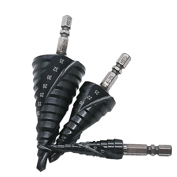  HSS CO M35 TiALN Spiral Groove Step Drill Bit for Stainless Steel Metal Hole Saw Tool