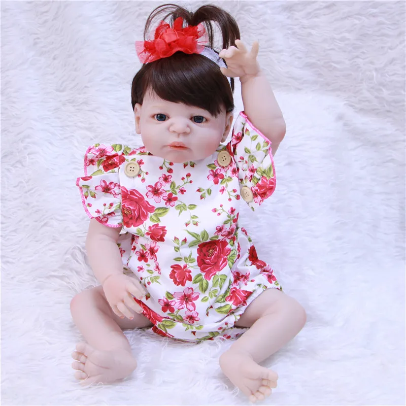 

22inch/55cm 100%full silicone Reborn babies vinyl menina simulation newborn bathe bebe babies dolls kids present toy bonecas