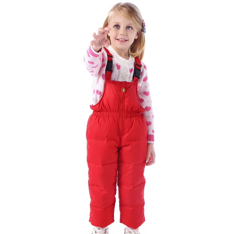 Winter Girls Boys Overalls Down pants high quality children's clothing