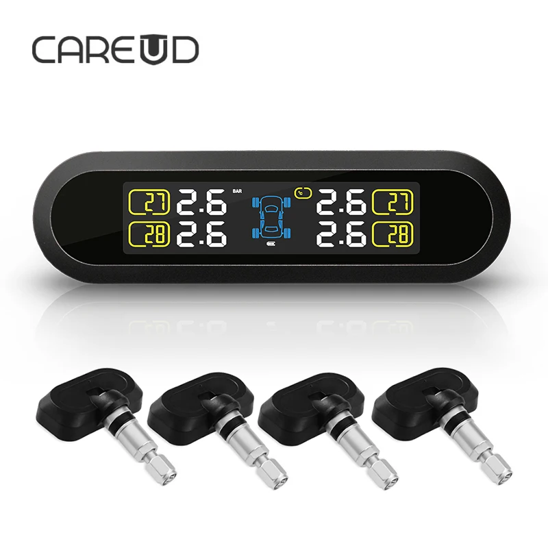 New Solar TPMS Wireless Tire Pressure Indicator 4 Built In Sensor