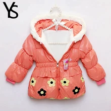 Sales! 9m-3T High Quality Baby Girls Warm Coat Toddler Winter Floral Coat Fur Hooded Jacket Out Wear Clothing Clearance