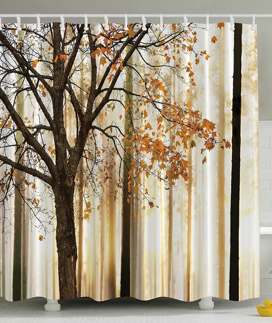 shower curtain fall trees