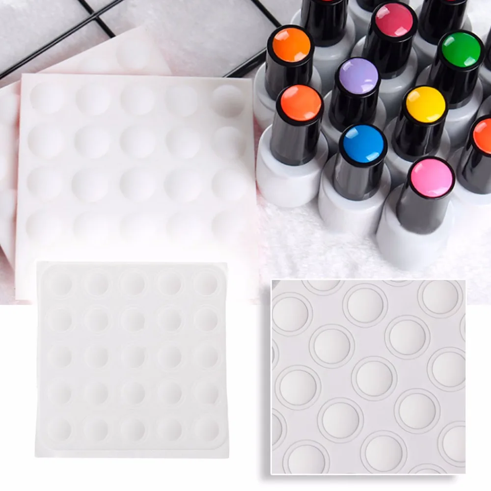 

MAANGE 25/100pcs Color Button UV Gel Polish Display Silicone Label Sticker Manicure Nail Art Tool