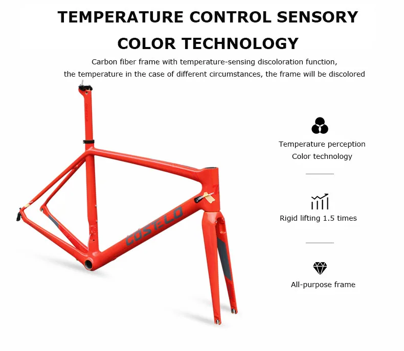 Cheap 700c Carbon fiber road bicyle Ultra-light carbon frame Carbon fiber rims Temperature control color frame Breaking wind road 2