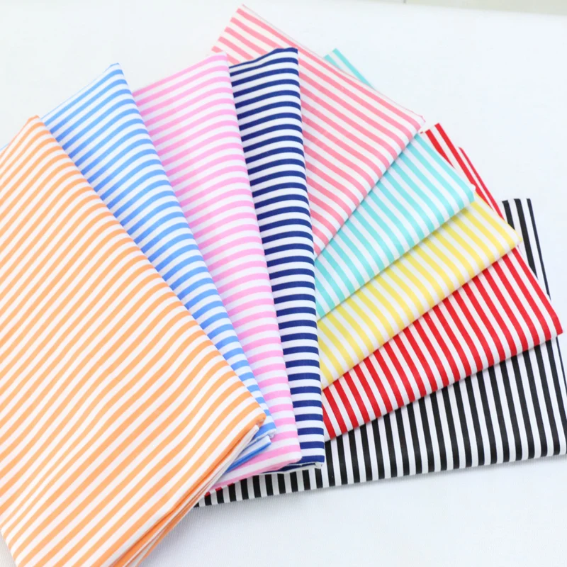 Delicate Pink/Red/Yellow/Blue Stripe  100% cotton Fabric Quilting fabric Clothes Home Textile Bedding Sewing Doll Cloth DIY A65