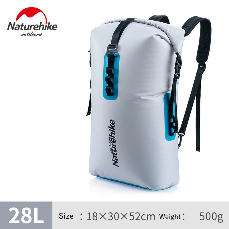 Naturehike сумка с двойным плечом, водонепроницаемая сумка 28L, сухой и влажный разделительный мешок, складной спасательный жилет из ТПУ - Цвет: 28L Light Gray