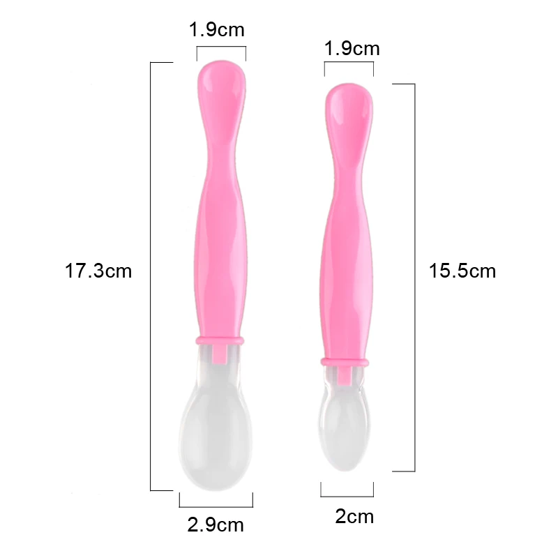 

High Quanlity 2pcs/lot Safety Soft Head Children Silicone Baby Spoon Set Baby Feeding Feeder for Kids and Fork Set Spoons Lots