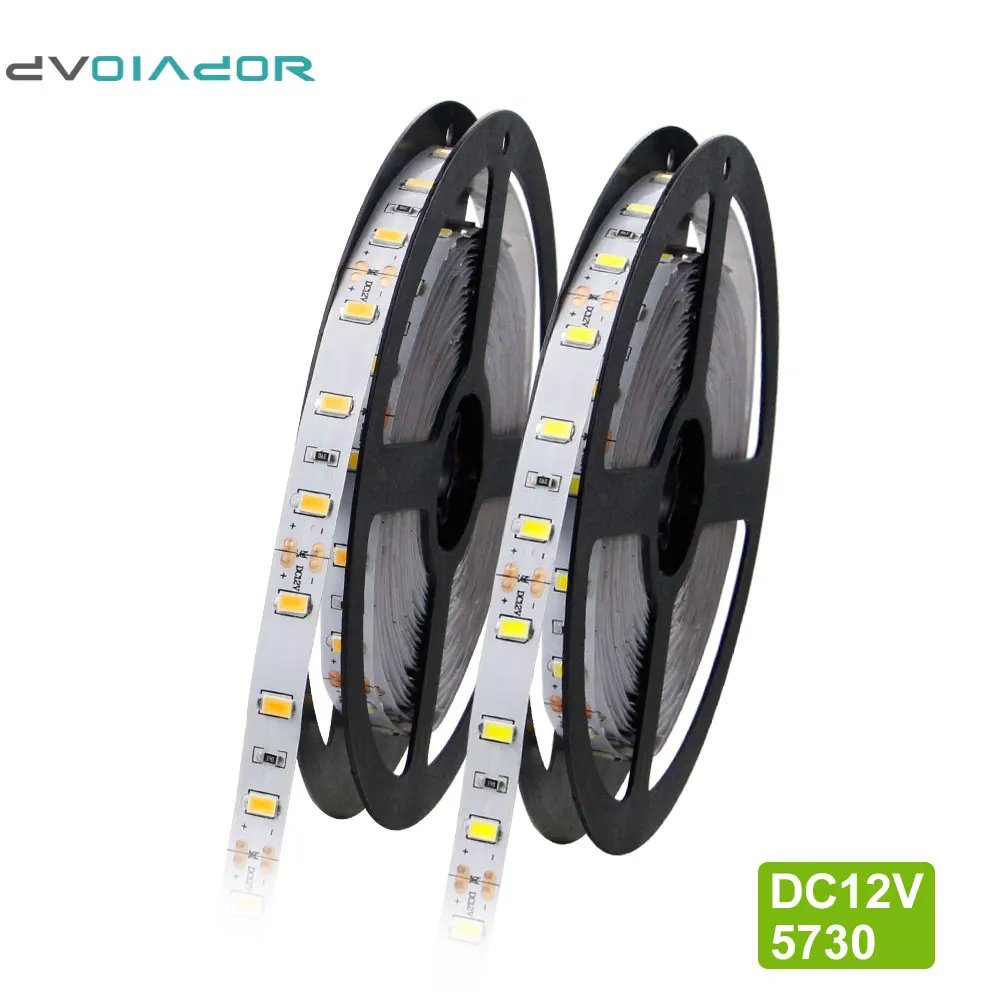 5 м/roll SMD 5730 Светодиодные ленты, dvolador DC12V 3000 К/4000 К/6000 К 60LED/M гибкие светодиодные полосы света Домашний Декор led Клейкие ленты освещение