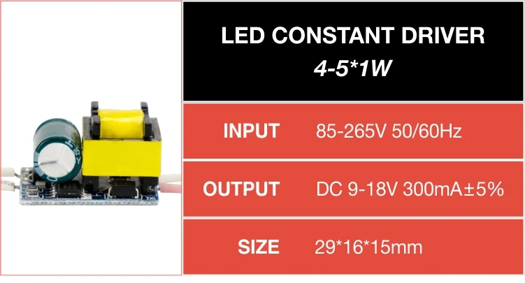 Светодиодный ПВХ постоянный Драйвер входного AC85-265V 1-3 Вт 4-7 Вт 8-12 Вт 15-18 Вт 20-24 Вт 25-36 Вт блок питания Трансформаторы чип для светодиодный светильник