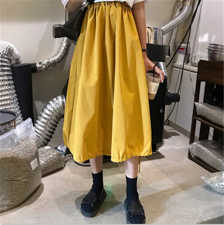 

Black yellow blue pink cotton linen skirts,plus size vestidos de verano brand Lantern skirt M-6XL 7XL long Autunm skirts