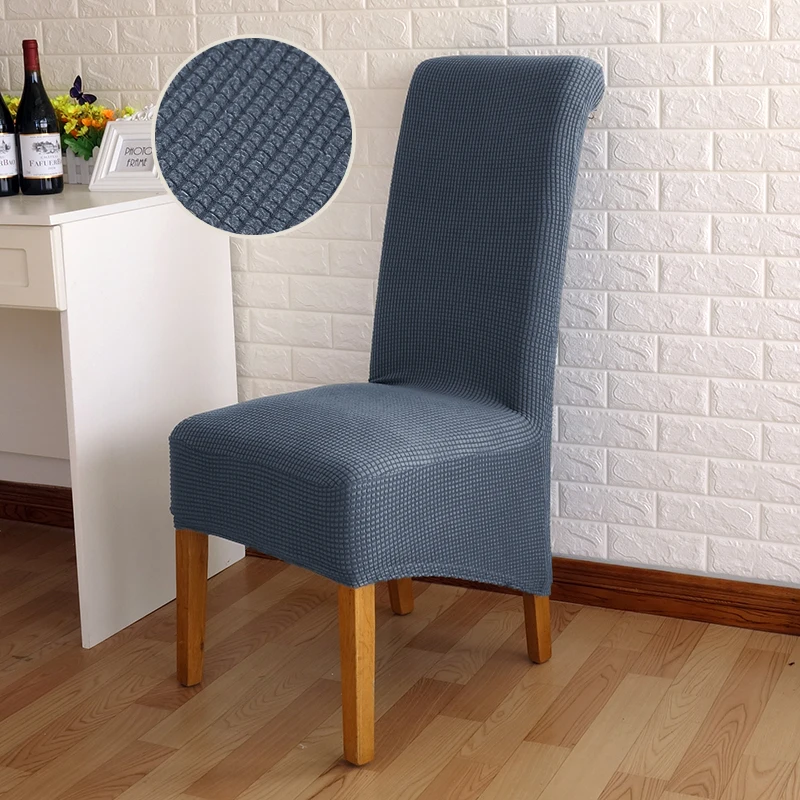 Lelen флис ткань плед длинный задний стул с высокой спинкой покрытие одноцветное цветное сиденье Чехлы для свадьбы дома отель банкет - Цвет: grey