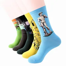 Европейский Америка характер живописи смешной счастливый коттоновые носки женские уличной осень Носки мужские зимни