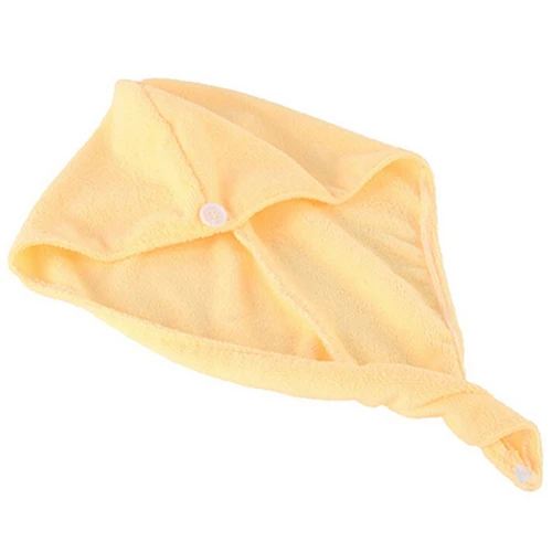 Домашний текстиль, микрофибра Твердые волосы тюрбан шапка для быстрой сушки волос обернутое полотенце Ванна случайный цвет доступны сверхтонкие волокна ткани - Цвет: Цвет: желтый