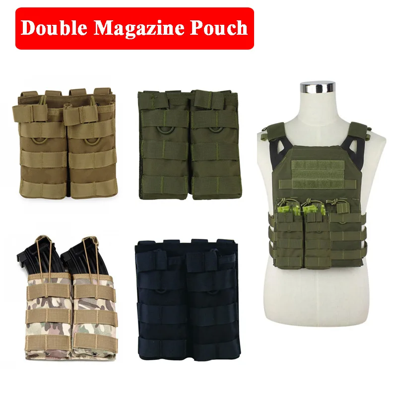 Package Pouch Tactical MOLLE Double Open-Top Magazine FAST AK AR M4 FAMAS Mag 1000D Nylon Paintball Equipment | Спорт и развлечения