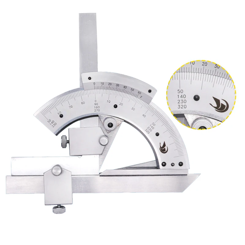

High Quality 0-320 Universal Stainless Steel Bevel Protractor Angular Dial Ruler Goniometer
