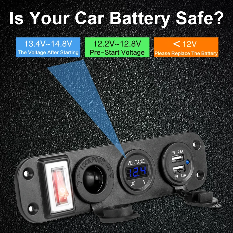 5 в 4.2A двойной USB зарядное устройство разъем светодиодный вольтметр 12 В розетка прикуривателя адаптеры переключатель включения-выключения панель