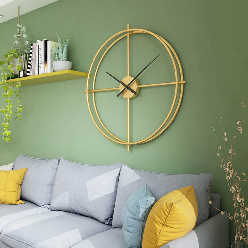 

40cm Golden Retro Iron Art Clock Simple Silent Wall Clocks For Home Decor Hanging Clock Home Decoration