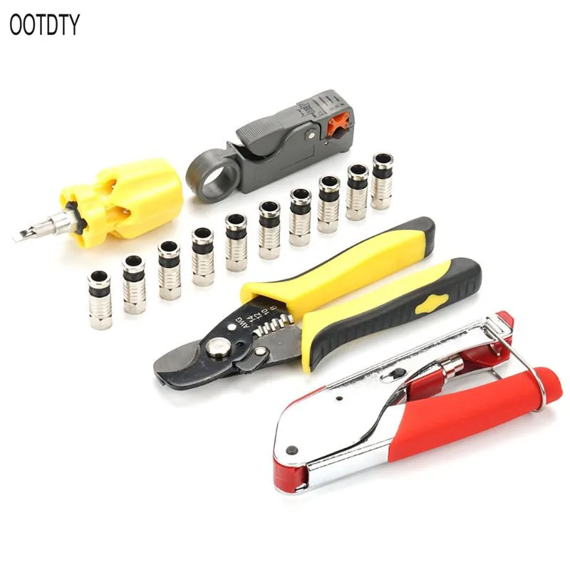 

5-Piece Suit Hand Compression Crimping Tool Crushing Clamp With Wire Stripping Plier 10Pcs Clamping Connector Extrusion Equipmen