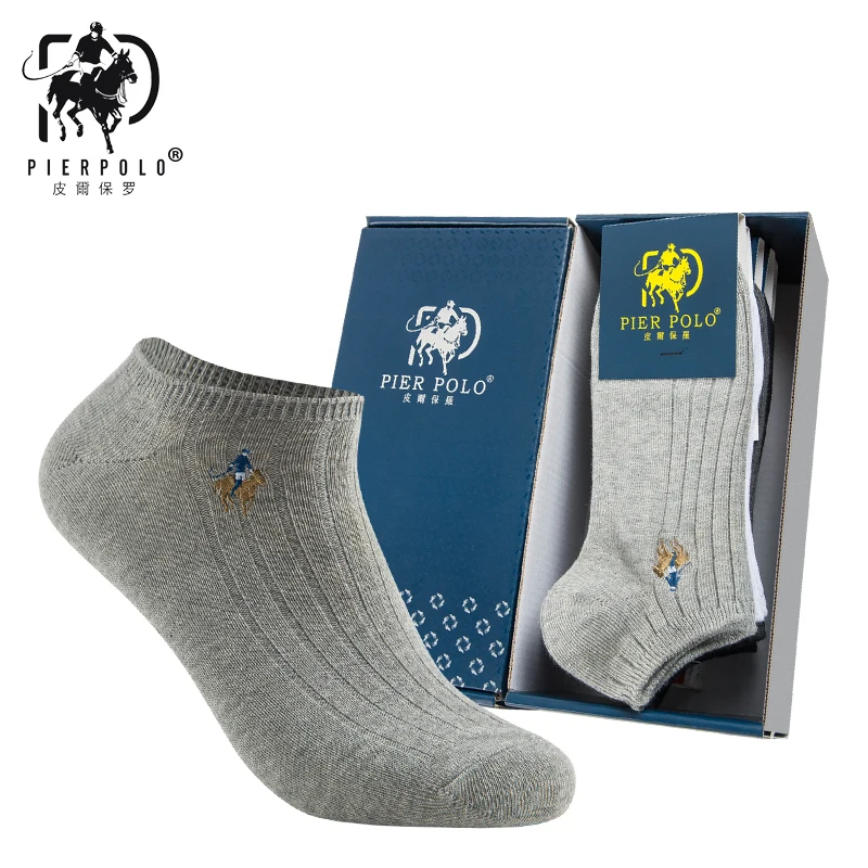 Pier Polo новый Повседневный пенал упаковки для мужчин Хлопковые Дышащие носки 5 цветов смешанные свадебный подарок вышитые монохромные носки