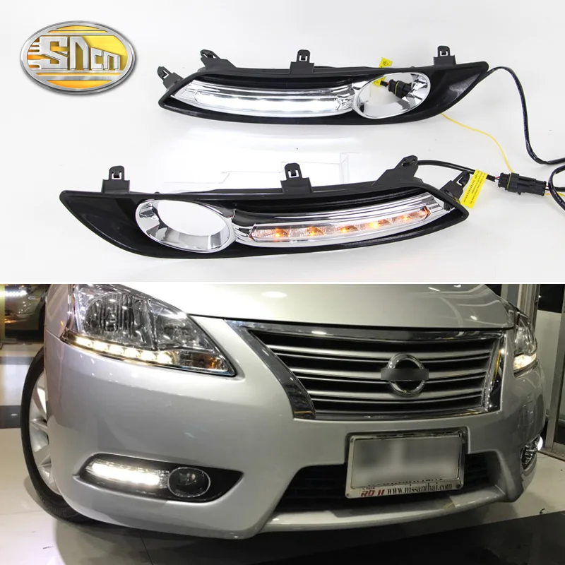 

For Nissan Sentra 2013 2014 2015 Daytime Running Light LED DRL fog lamp Driving Yellow Turn Signal Lamp