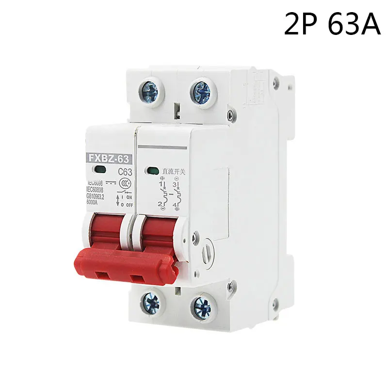 FXBZ 63 2P 63A DC 500V Circuit breaker MCB 2 Poles C63 DC MCB Mini