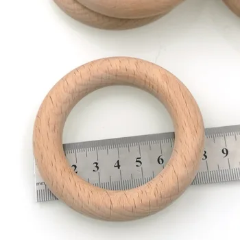 80mm Germany DIY Organic beech Ring round rings smooth 3.1 inch 10pcs baby gift jewelry accessory WC052