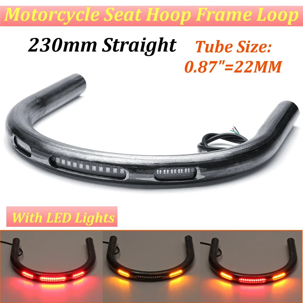 

22mm Universal Tube Cafe Racer Rear Seat Frame Hoop Loop LED Stop Turn Signal Brake Lights End Flat for Kawasaki for Suzuki