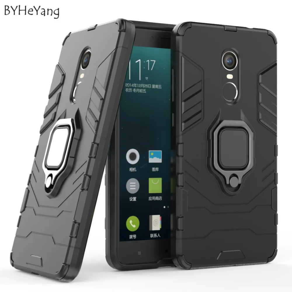 

BYHeYang Magnetic Car Holder Case For Xiaomi Redmi Note 4 Case 360 Rotating Finger Ring Cover ON Redmi Note 4X Global Version