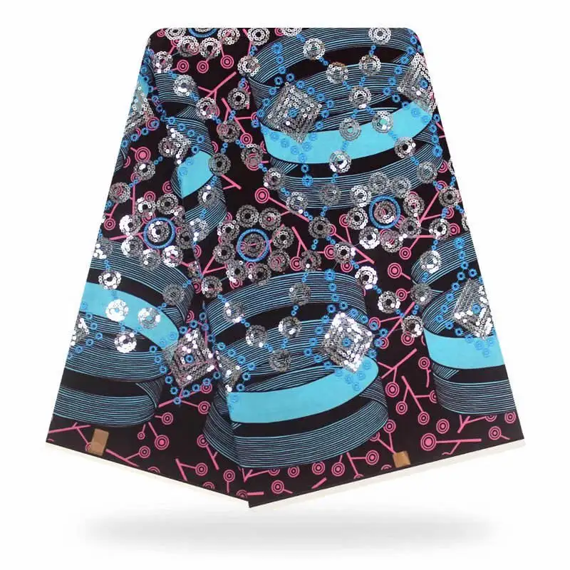 

YBG!African Holland Wax Fabric High Quality Cotton Dutch Wax With sequins Veritable Real Print Wax Fabric in 6 yards ! J41671