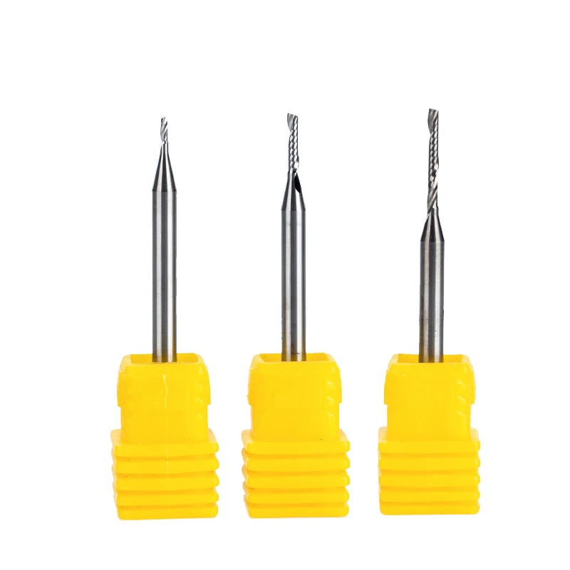 HUHAO 1PC 3.175mm Single Flute Spiral router bits CNC end mill For MDF Tungsten Carbide Milling Cutter tugster steel cnc tools |