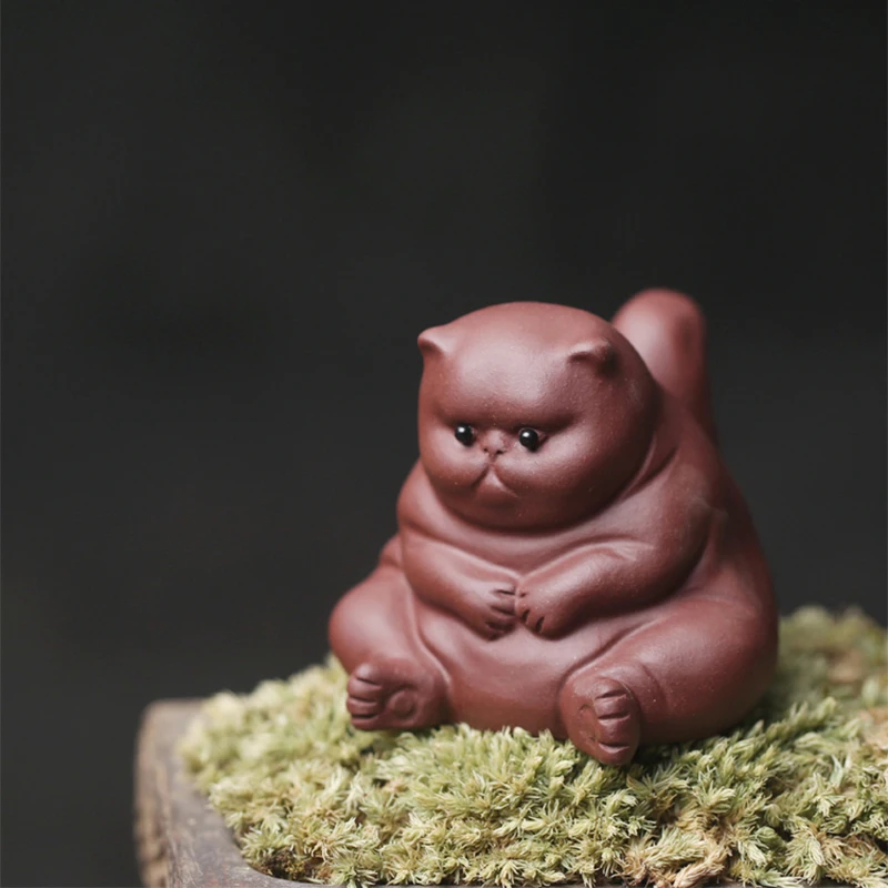 

TANGPIN Purple clay tea pet cute cat Tea play crafts kung Fu tea set decoration with gift box