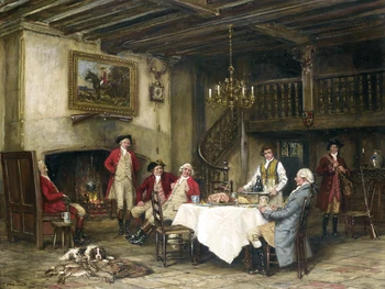 

Classical figurative painting canvas portrait art poster picture court figures painting men meeting modern home decor